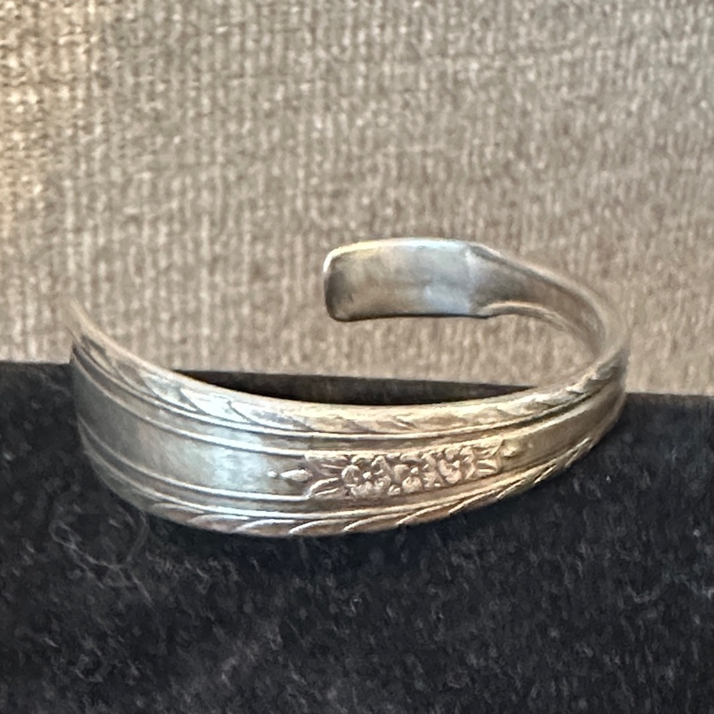 Silver C Cuff Utensil Bracelet. Wentworth 1938 floral pattern